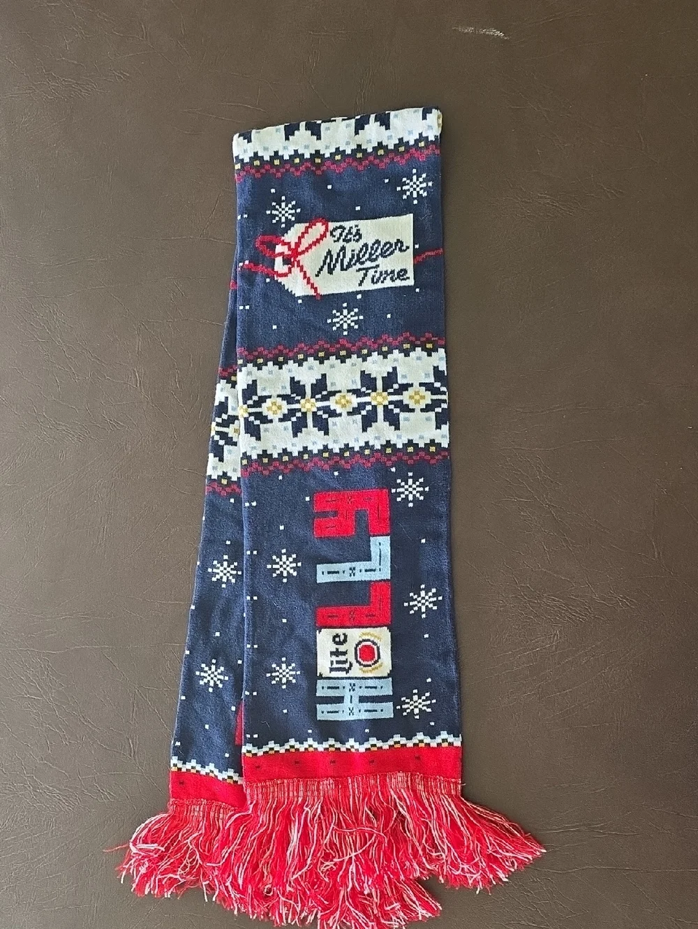 Miller Lite Holiday Knit Scarf - Navy & Red